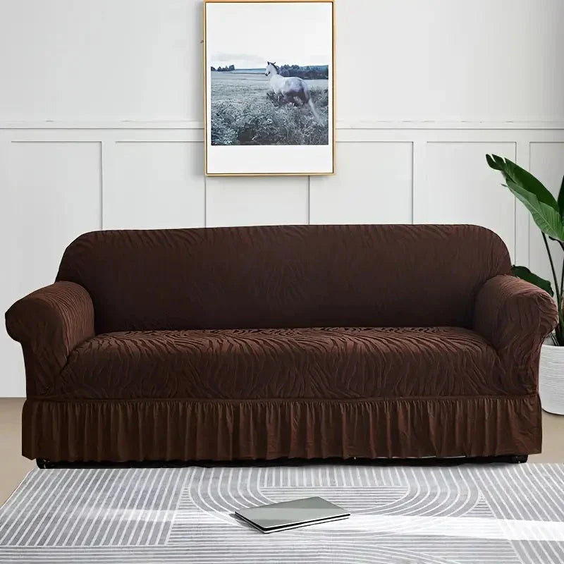 BROWN Zebra Velvet Sofa Cover