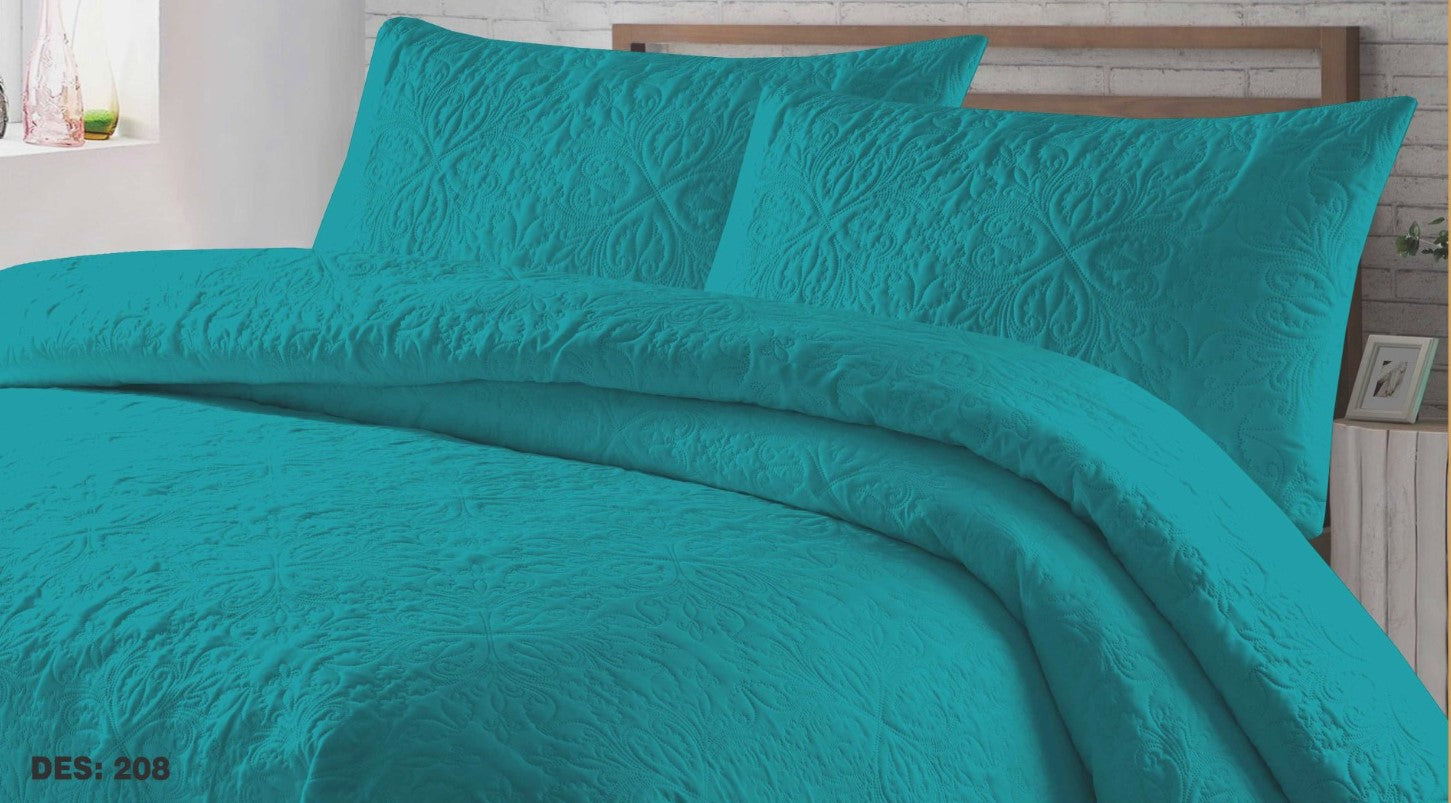 TURQUOISE BED SPREAD 3 PCS