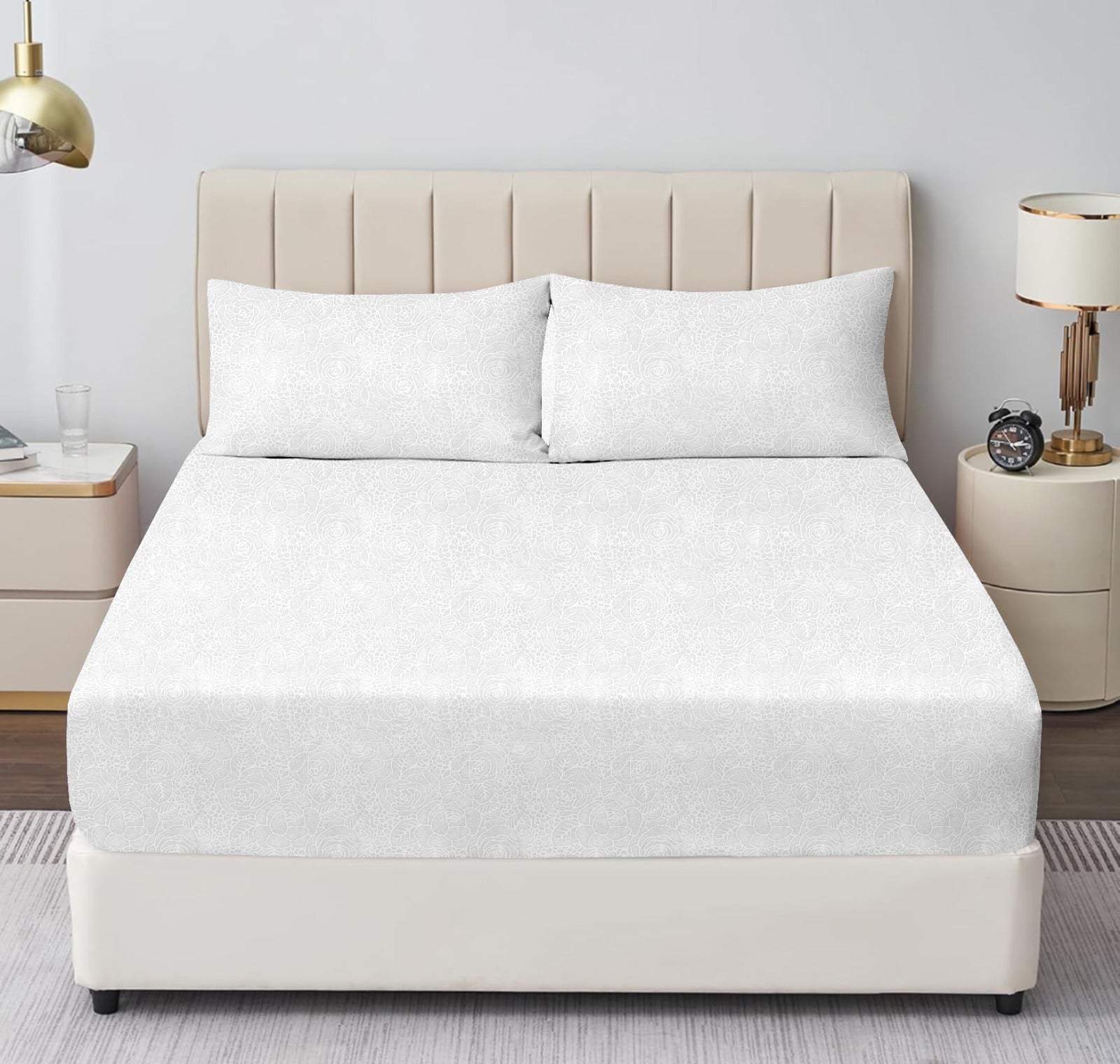 CLOUD WHITE FITTED SHEET - (PREMIUM)