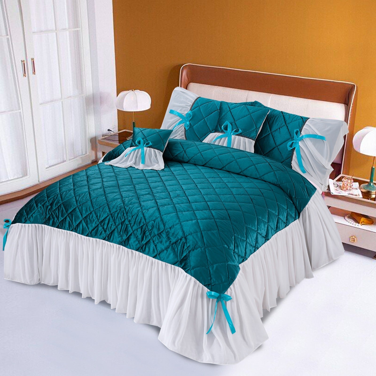 TRANQUIL TEAL BEDSPREAD 5 PCS