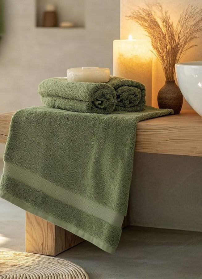 army Green Cotton Towel Blue