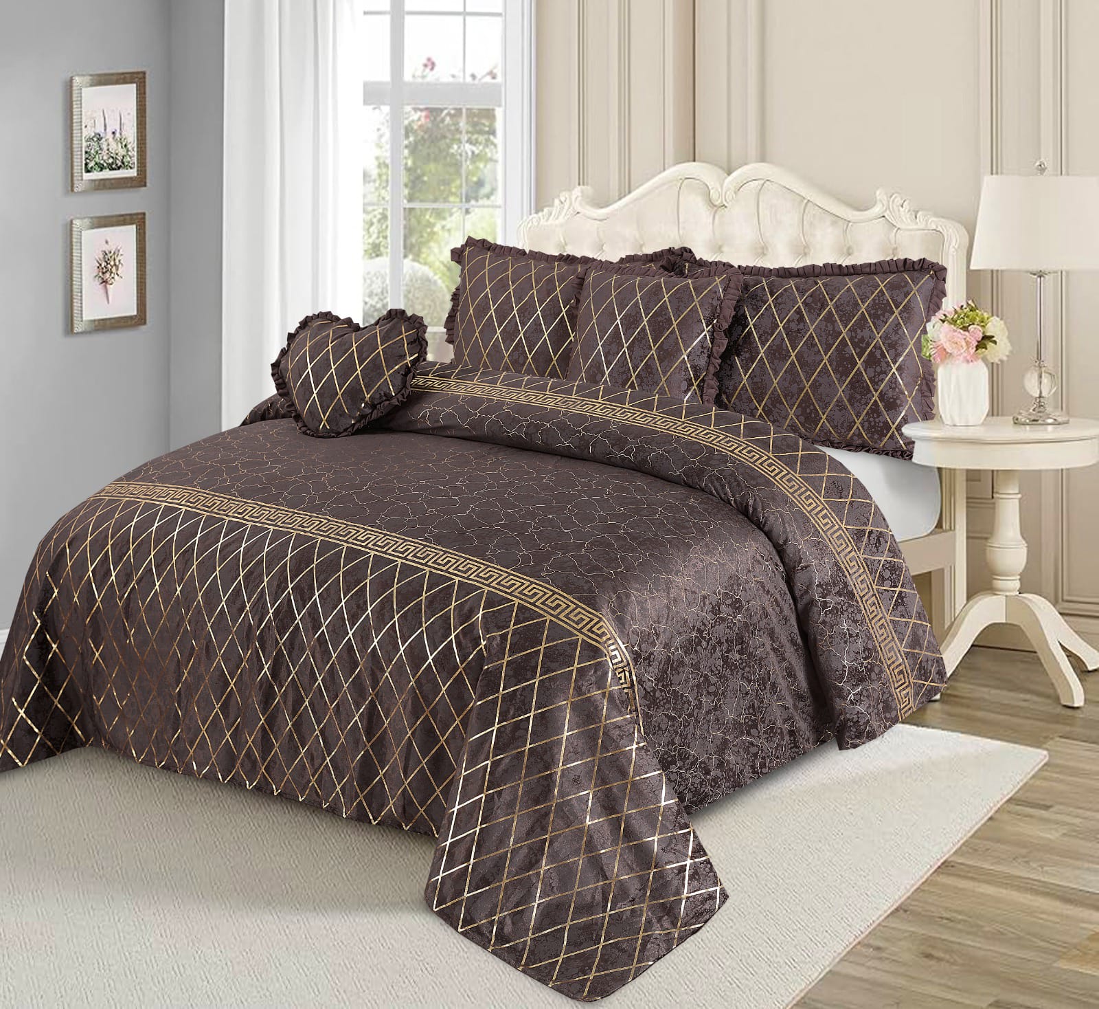 BROWN MARDIAN FANCY BEDSHEET