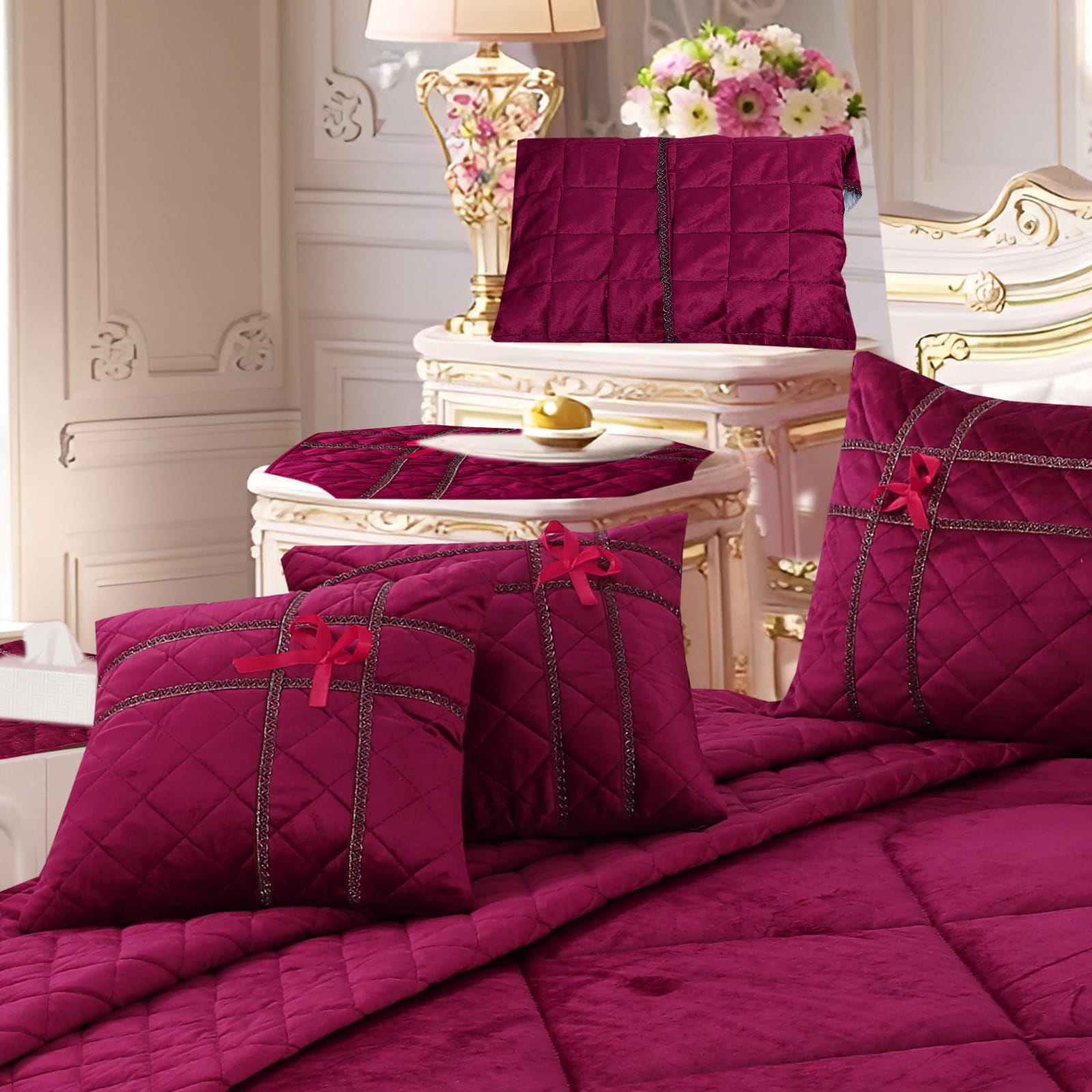 Velvet 14 Pcs Razai Set
