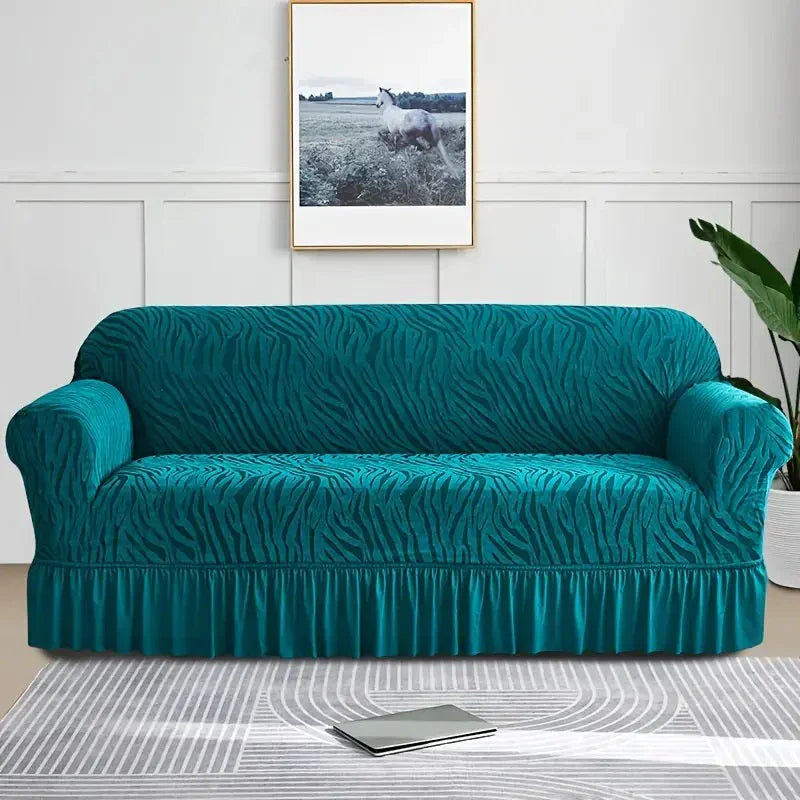 GREEN Zebra Velvet Sofa Cover