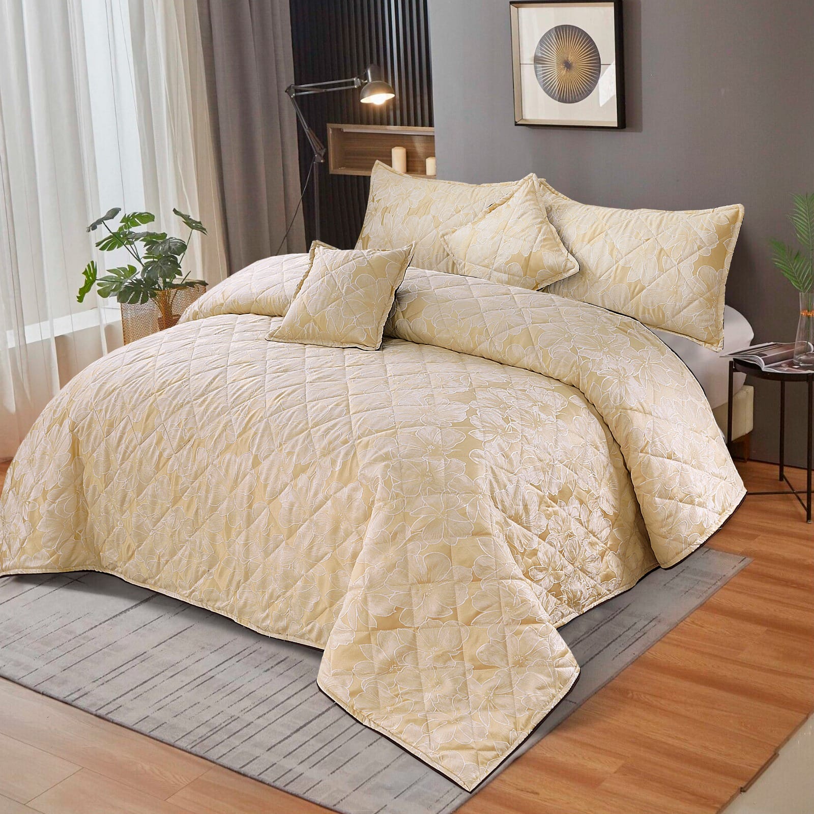 VANILLA CLOUD QUILTED BEDSPREAD 5 PCS