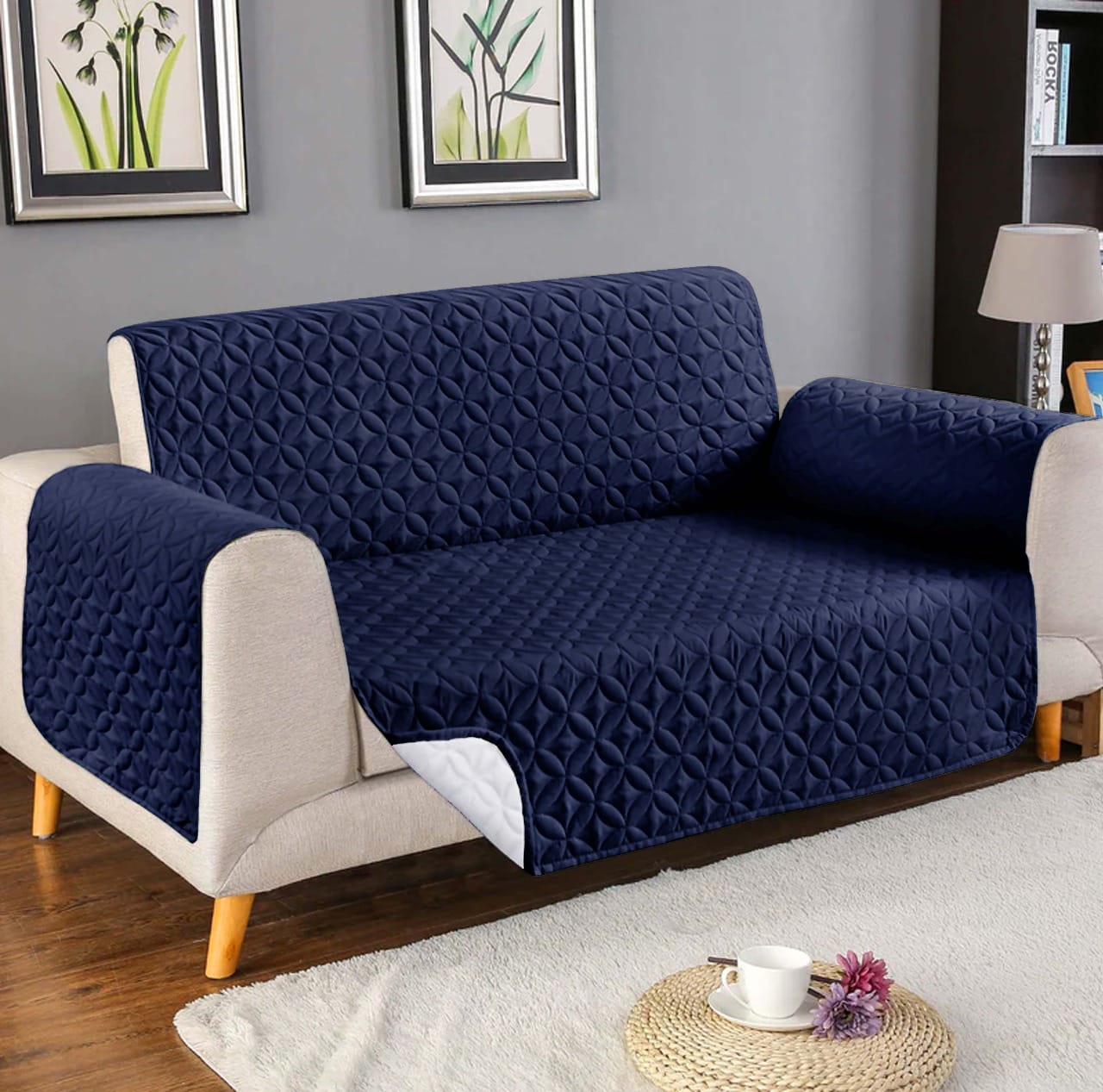 Blue ultrasonic sofa cover