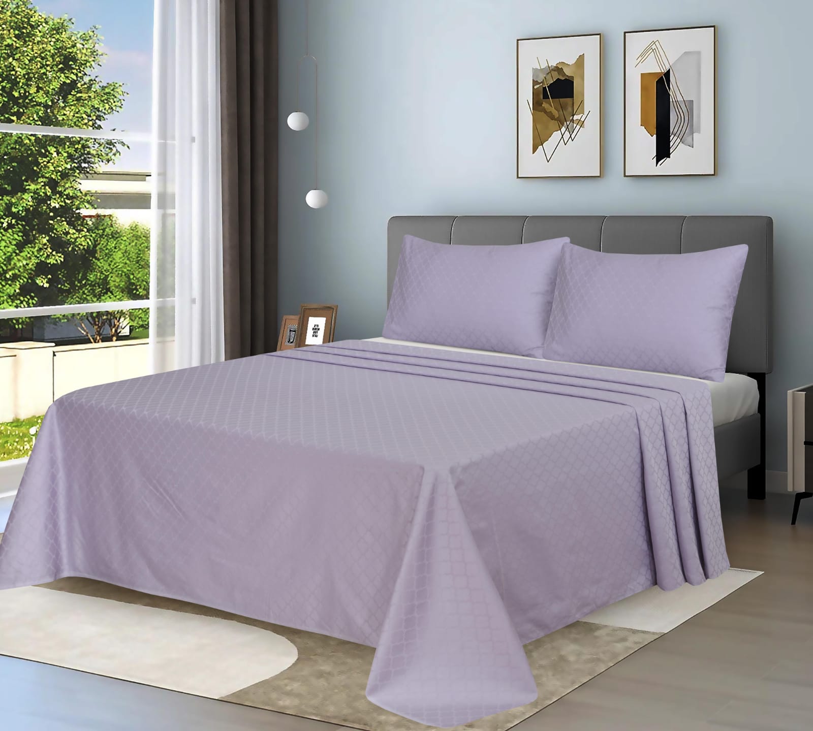 6-Piece Palish cotton blanket Set Dobby jacquard satin