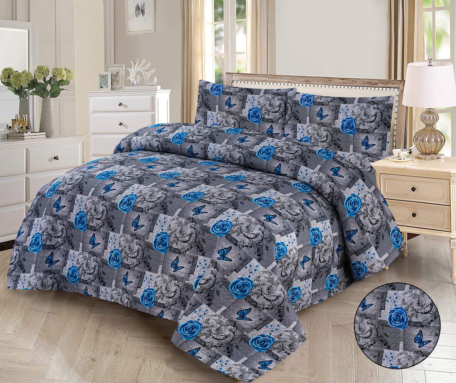 FLORAL SERENITY BEDSPREAD 3 PCS