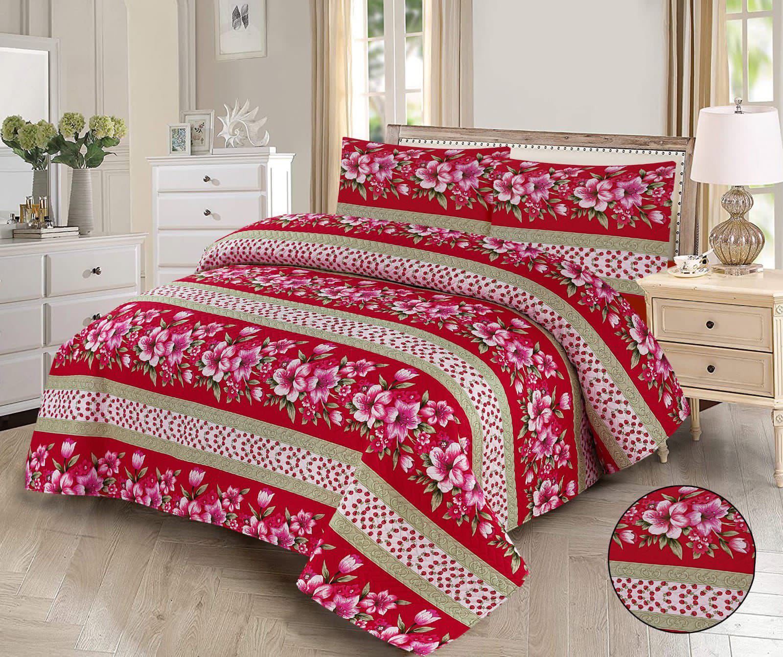 STRIPED SPRING BEDSPREAD 3 PCS