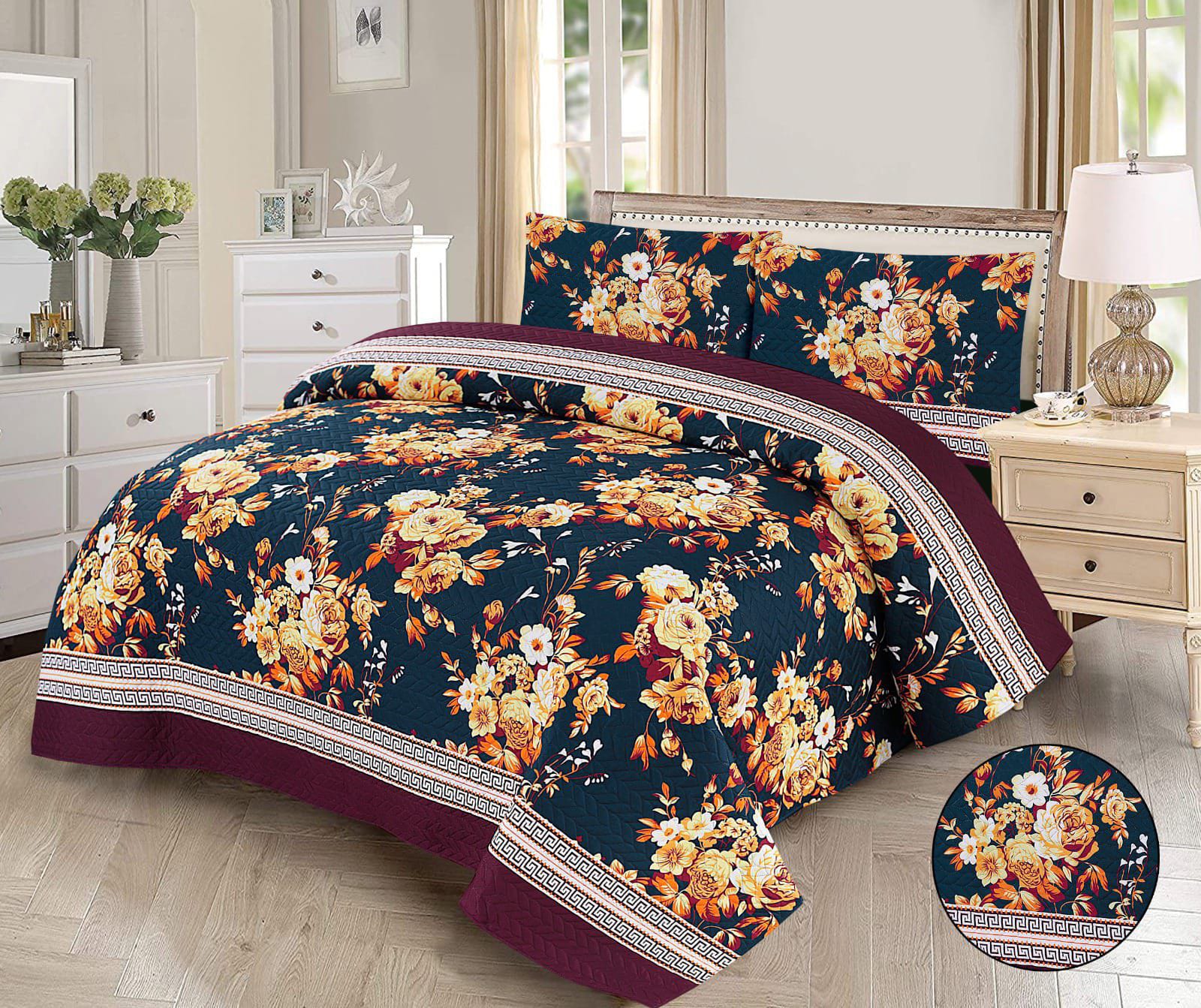 TWILIGHT BLOOM BEDSPREAD 3 PCS