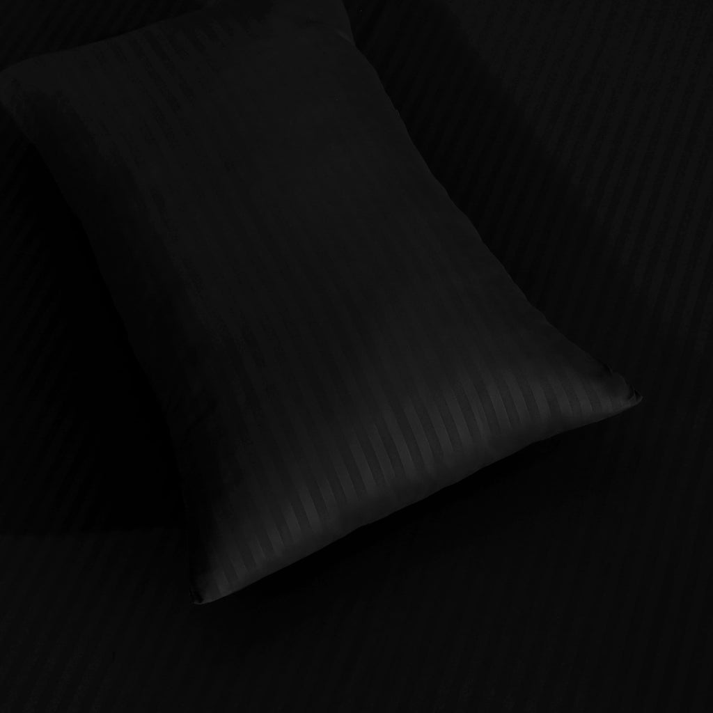 BLACK STRIPE SATIN FITTED SHEET - (PREMIUM)