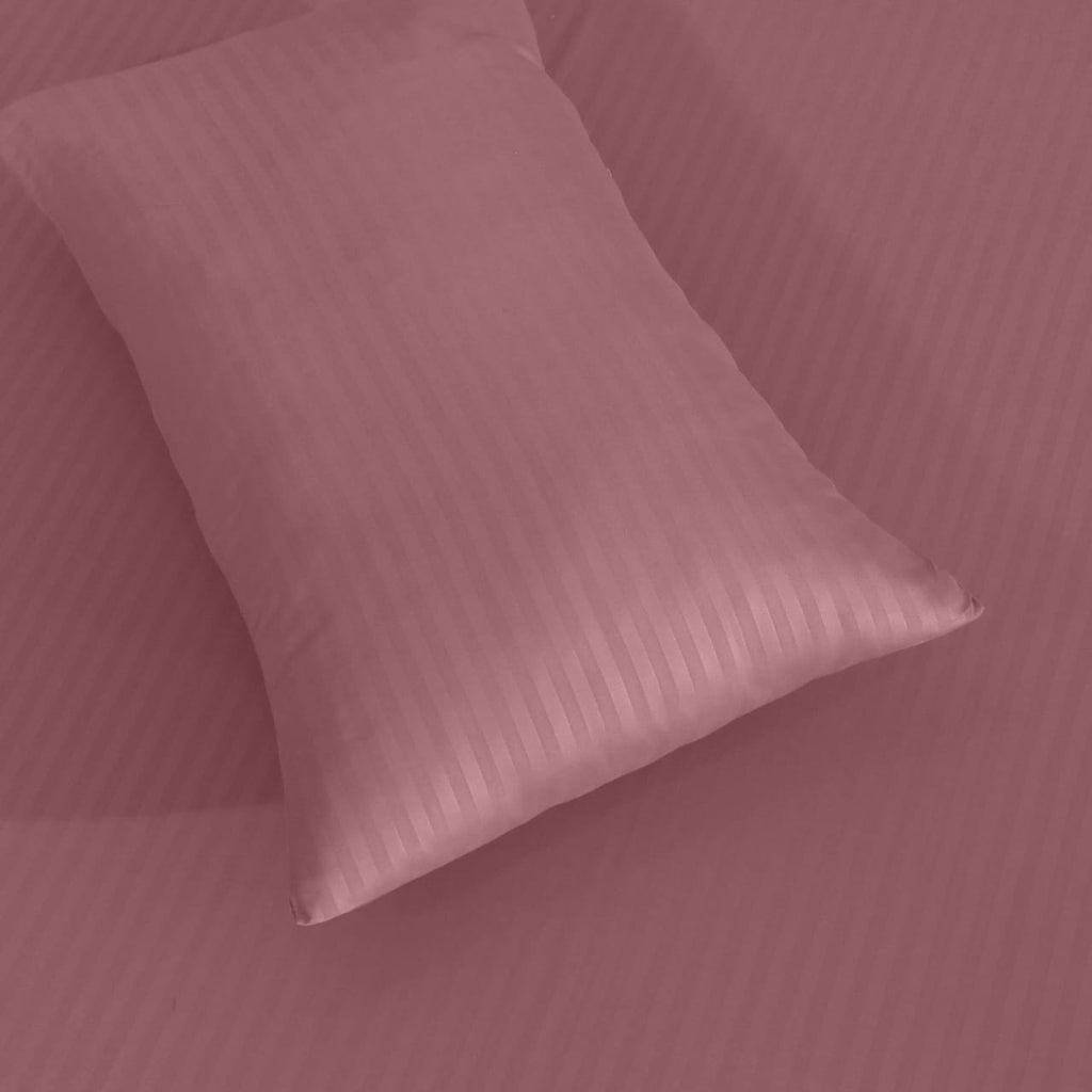 MAUVE STRIPE SATIN FITTED SHEET - (PREMIUM)