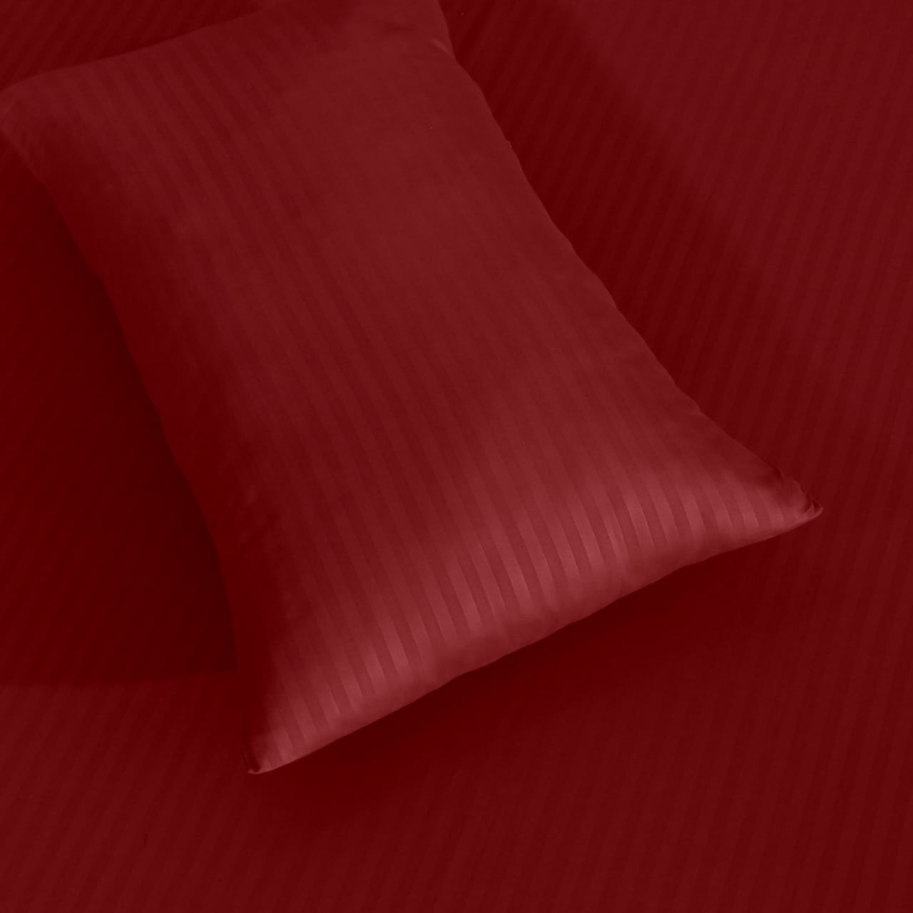REDDISH MAROON STRIPE SATIN FITTED SHEET - (PREMIUM)
