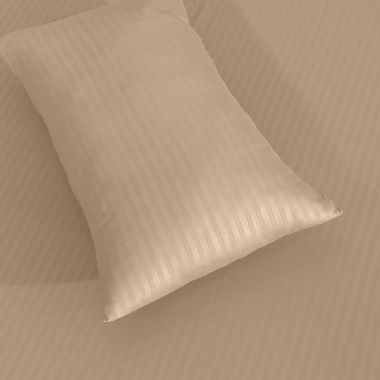 BEIGE STRIPE SATIN FITTED SHEET - (PREMIUM)