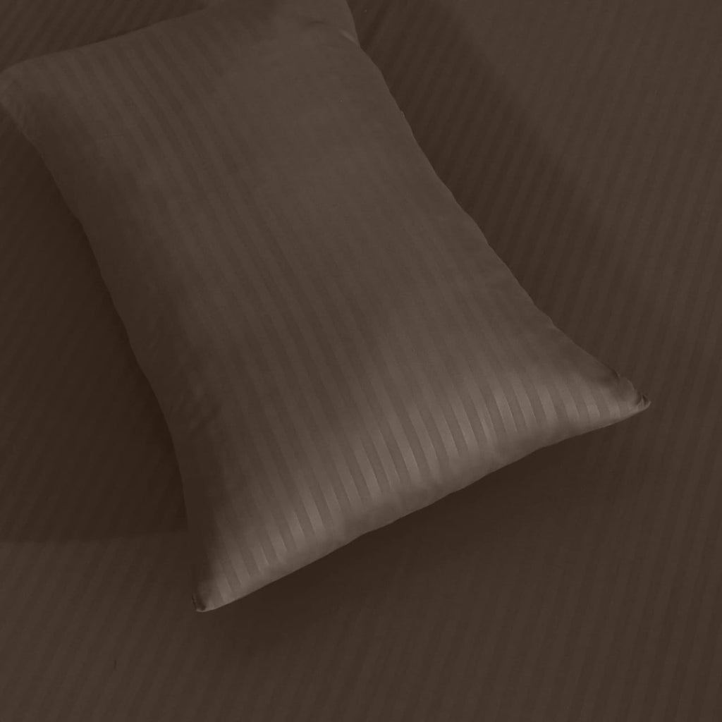 BROWN STRIPE SATIN FITTED SHEET - (PREMIUM)