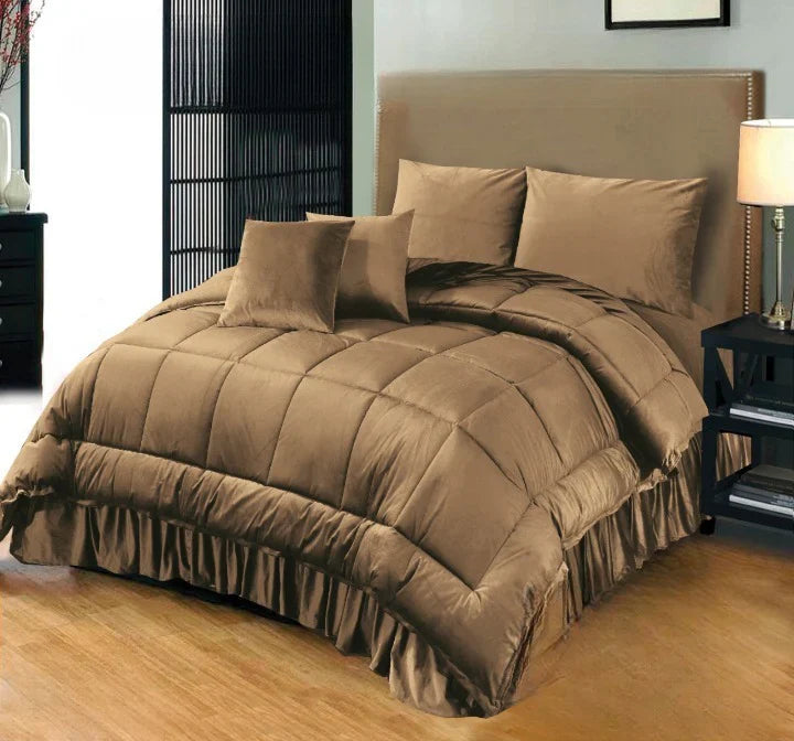 COFFEE BROWN WINTER COMFORTER SET-6 PCS