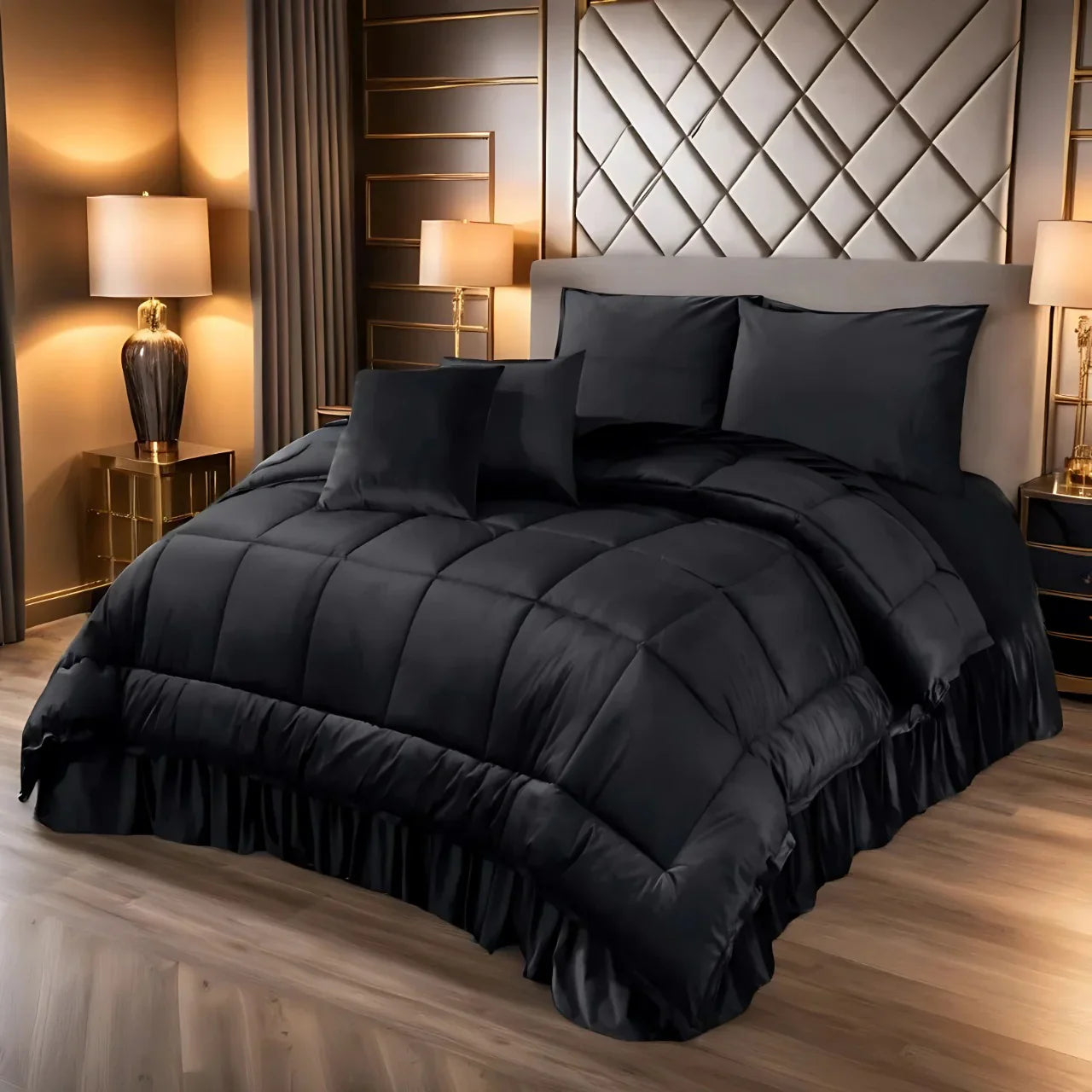 BLACK  WINTER COMFORTER SET-6 PCS