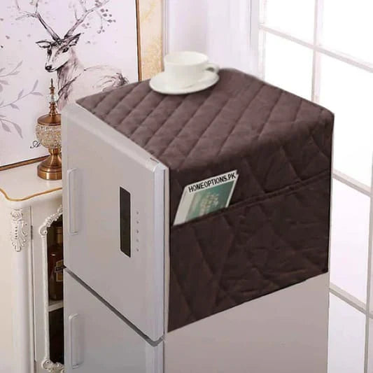 Chocolate Brown Quilted Refrigerator Cover with Side Pockets