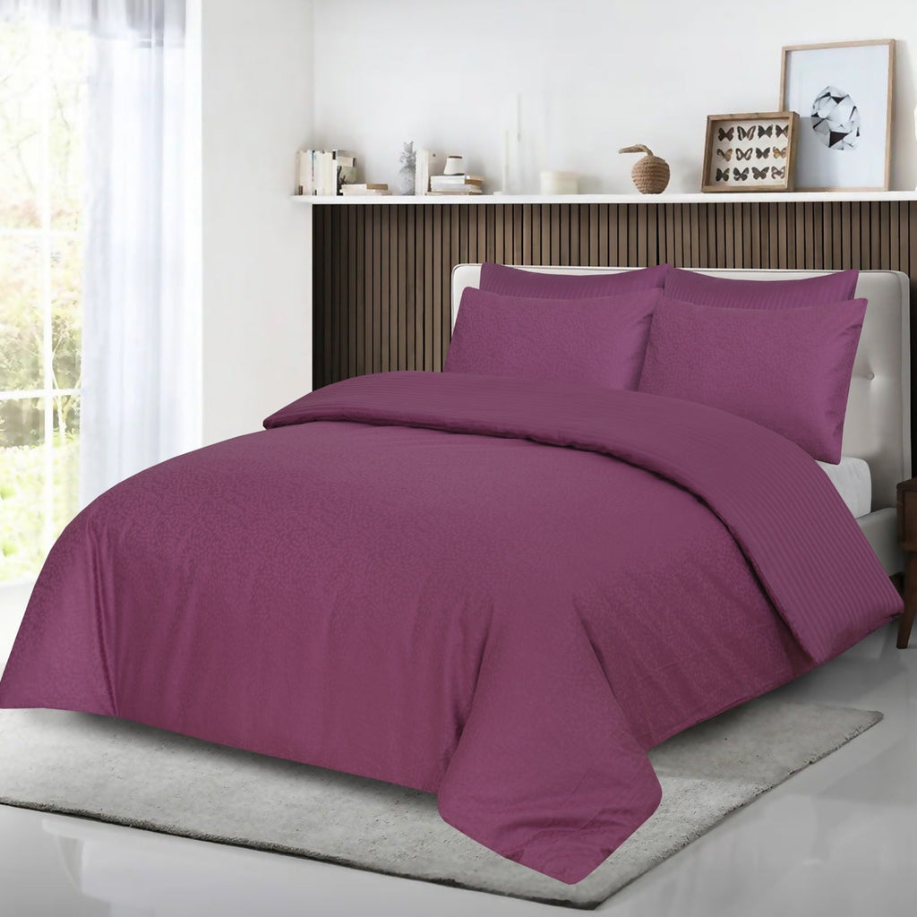 6-Piece ruby blosam Duvet Cover Set Dobby jacquard satin