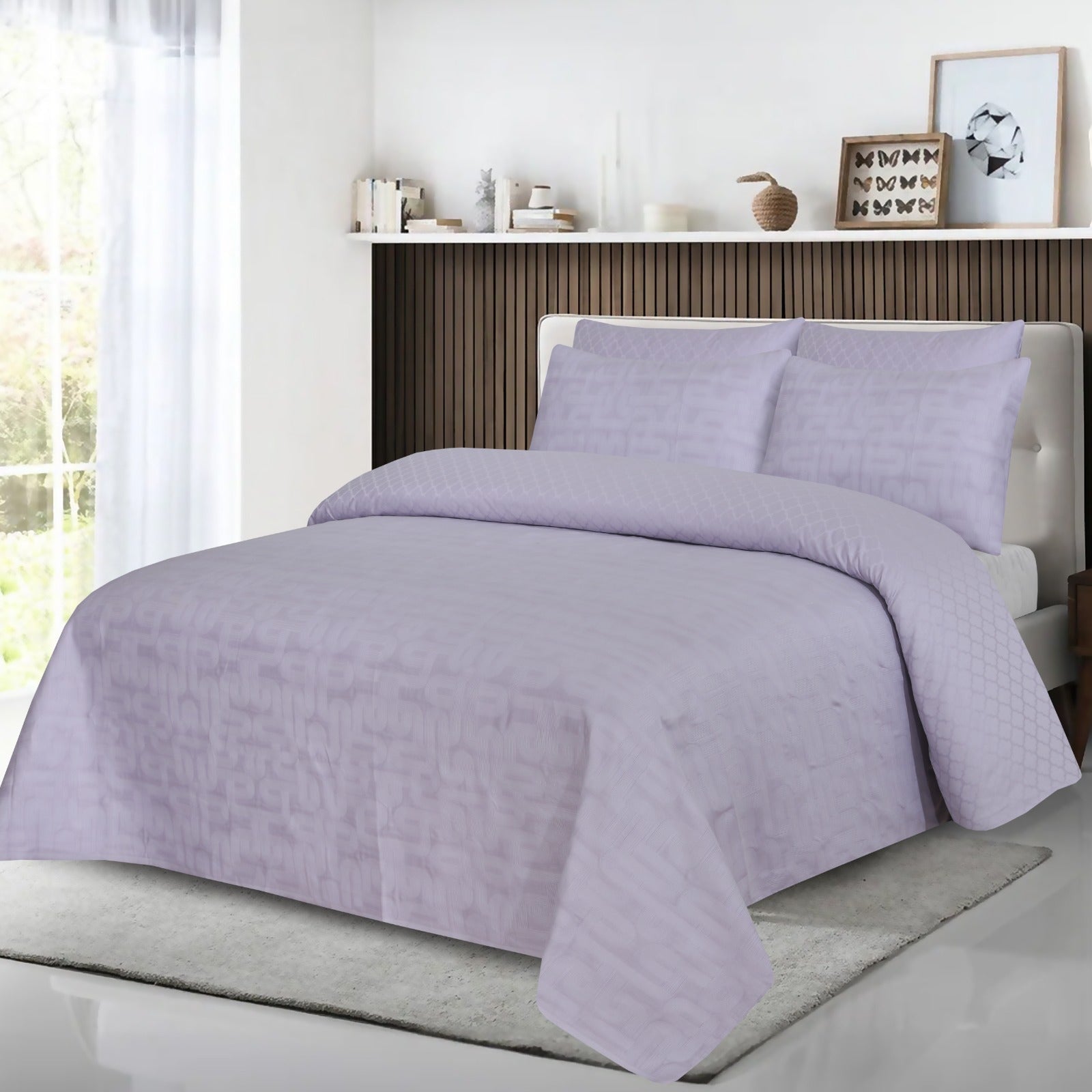 6-Piece Palish cotton blanket Set Dobby jacquard satin