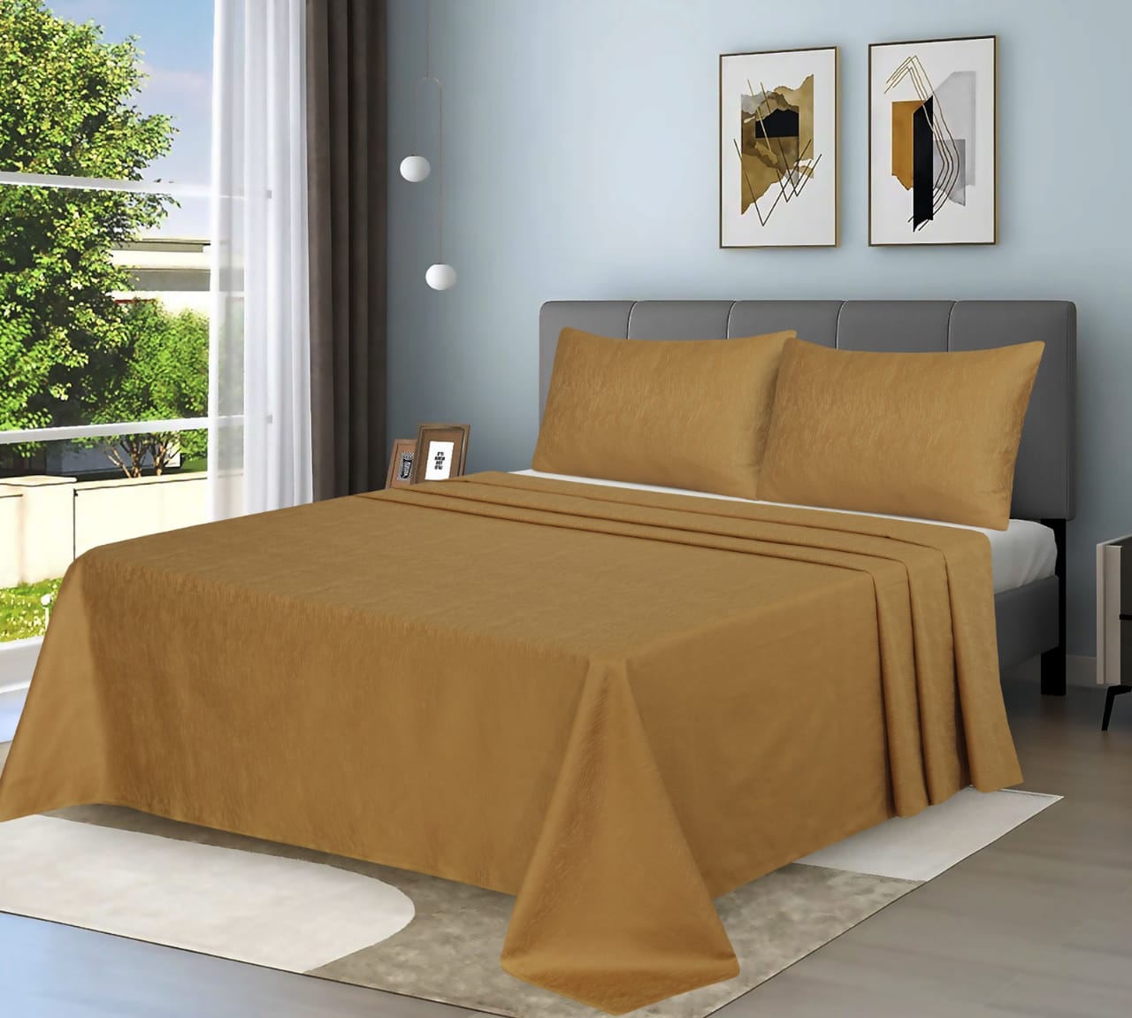 6-Piece Duvet cover cotton satin 300T Green