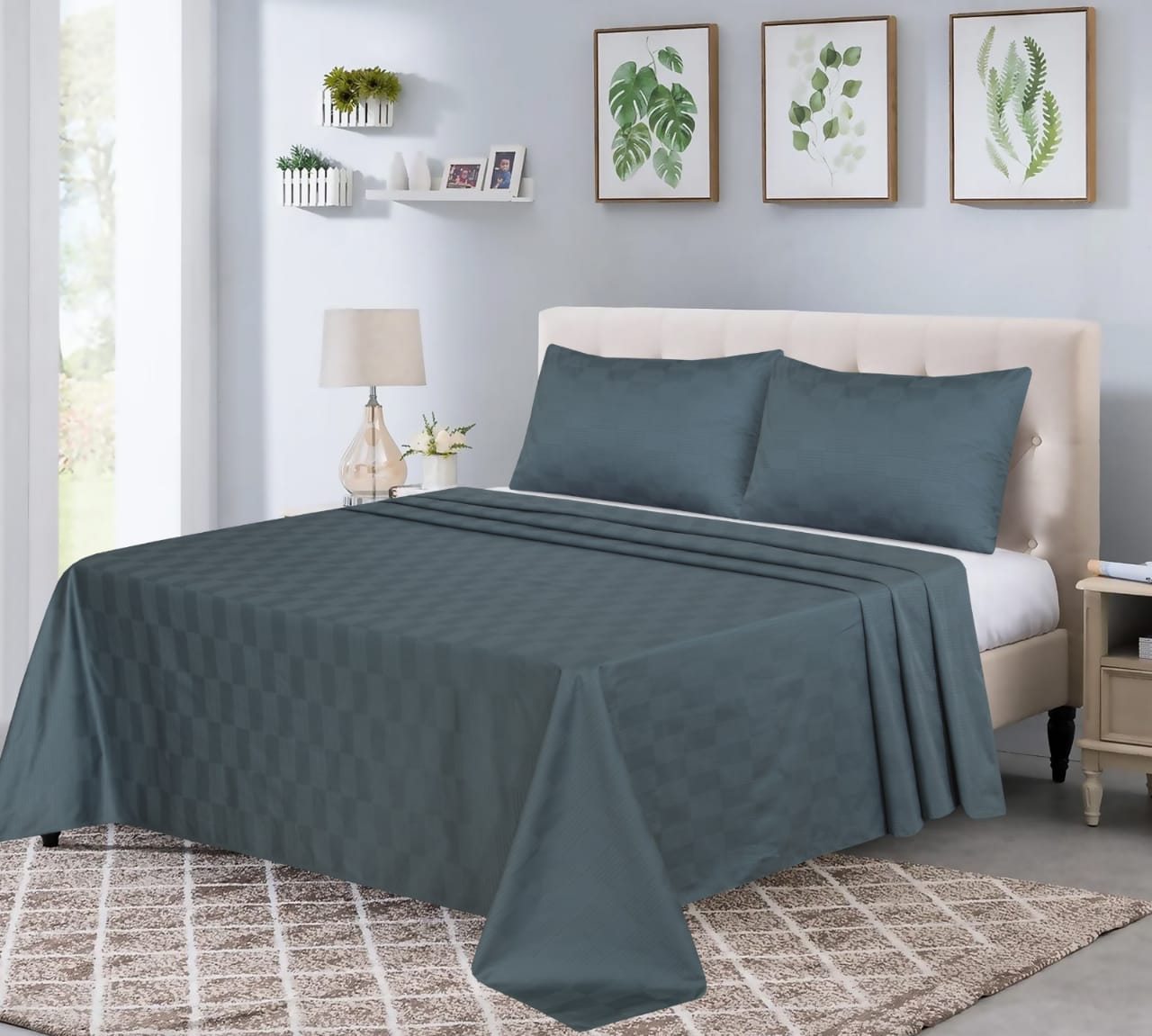 6-Piece Duvet cover set cotton satin 300 Thread