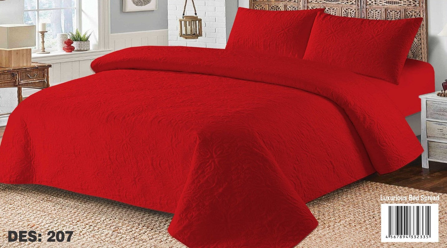 RED VELVET BED SPREAD 3 PCS