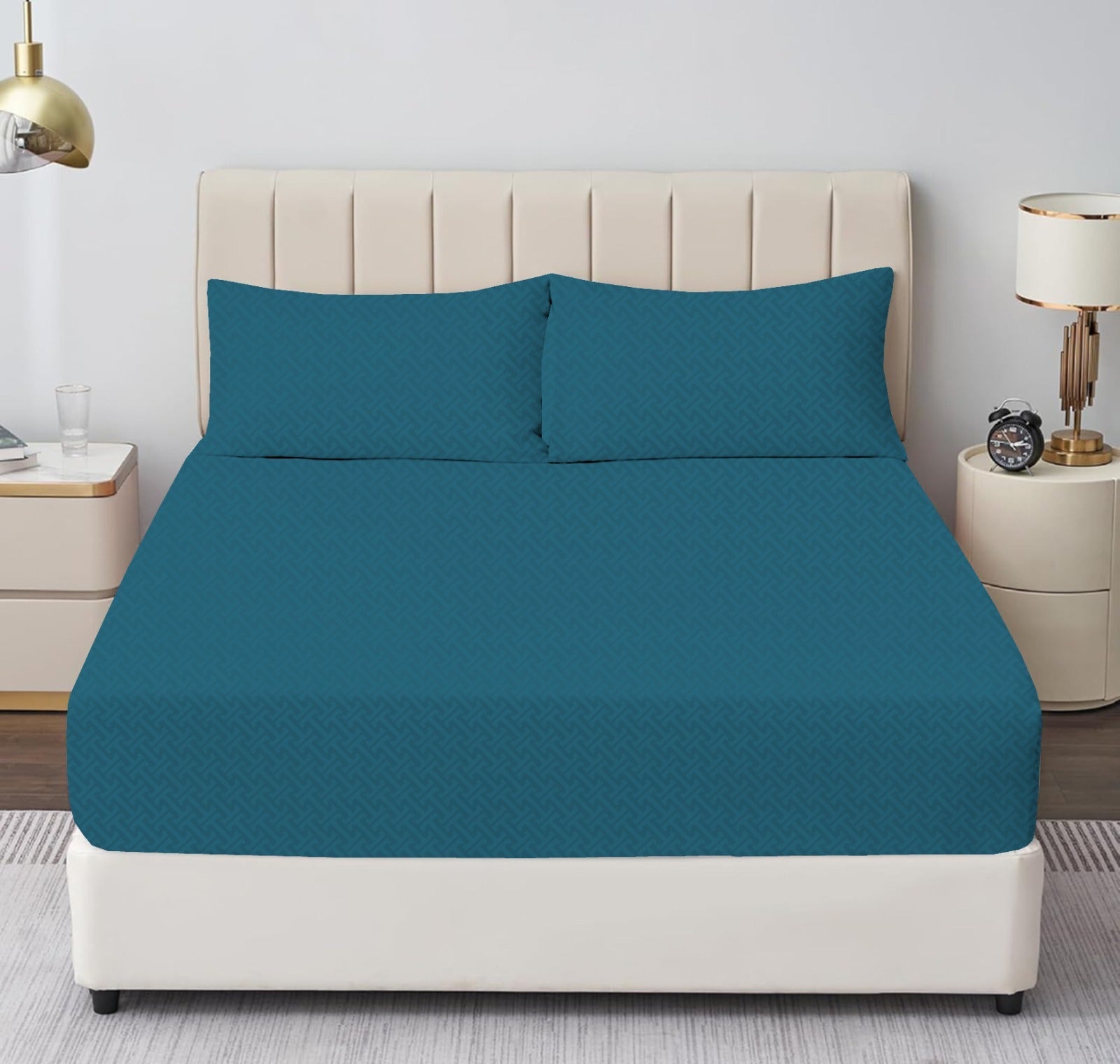 TEAL TRANQUILITY FITTED SHEET - (PREMIUM)
