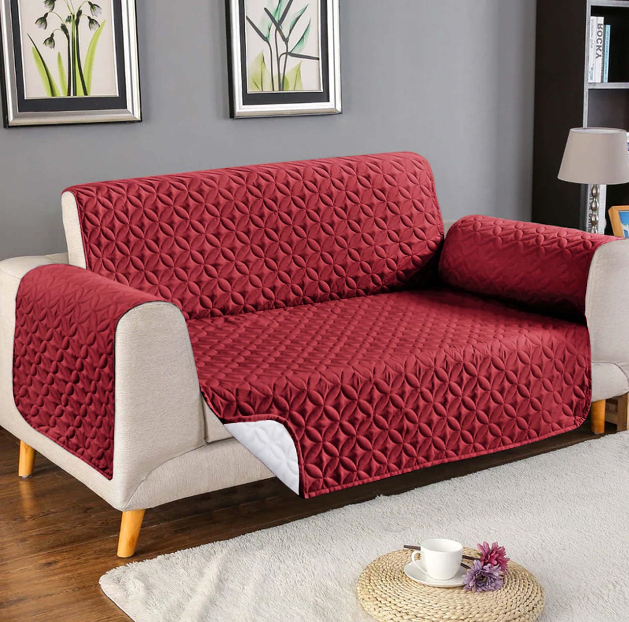 Maroon ultrasonic sofa cover