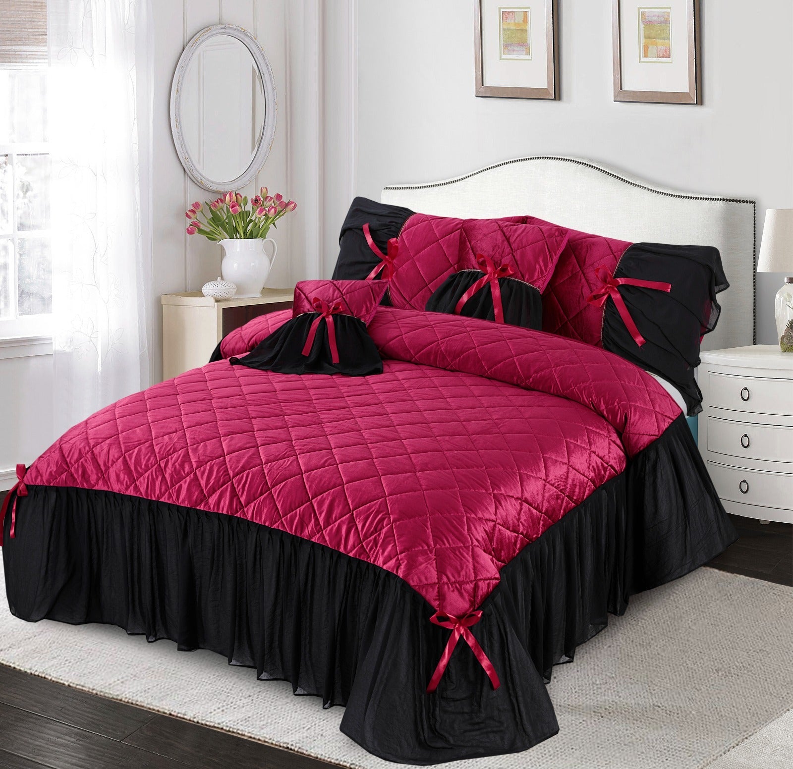 CRIMSON NIGHT BEDSPREAD 5 PCS