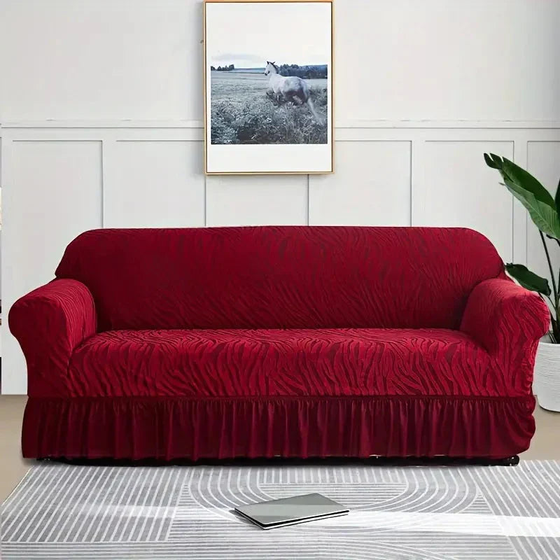 MAROON Zebra Velvet Sofa Cover