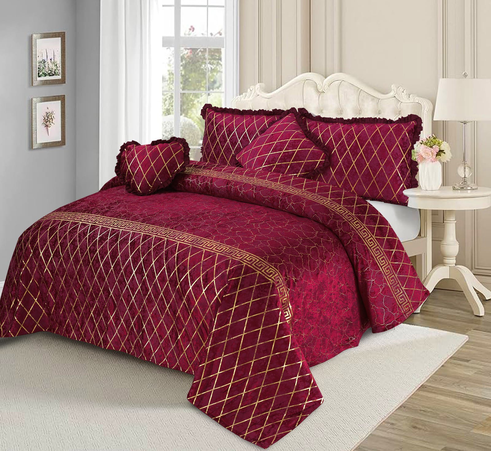 RED MARDIAN FANCY BEDSHEET